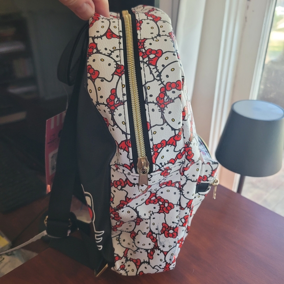 NWT Hello Kitty Patterned Mini Backpack with Red Accents - Picture 6 of 11